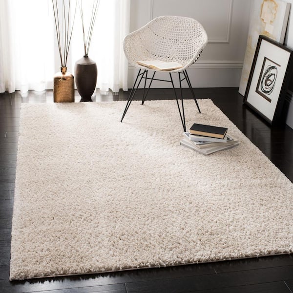 August Shag Beige 10 ft. x 10 ft. Solid Square Area Rug