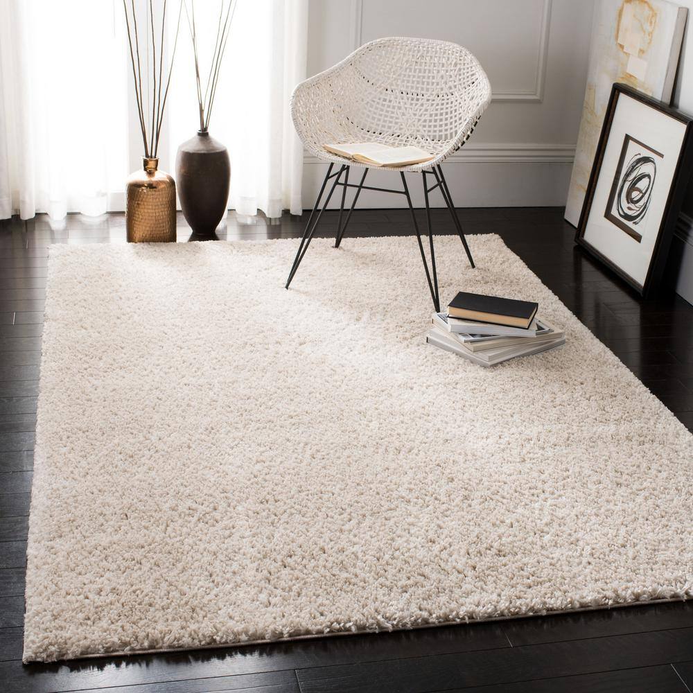 August Shag 900 AUG900 Power Loomed Indoor Area Rug - Beige - 5'3"x5'3" - Safavieh