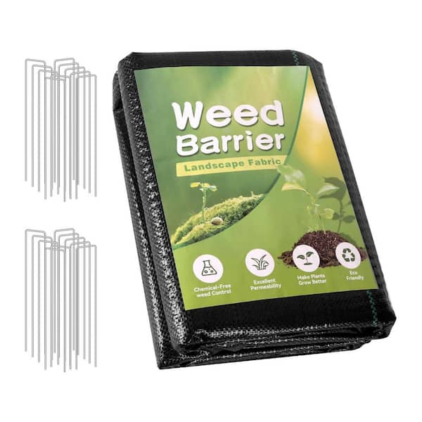 Phewnyzo 3x50FT Weed Barrier Landscape Fabric Heavy Duty Geotextile for Driveway Garden and Weed Blocker with U-Pegs