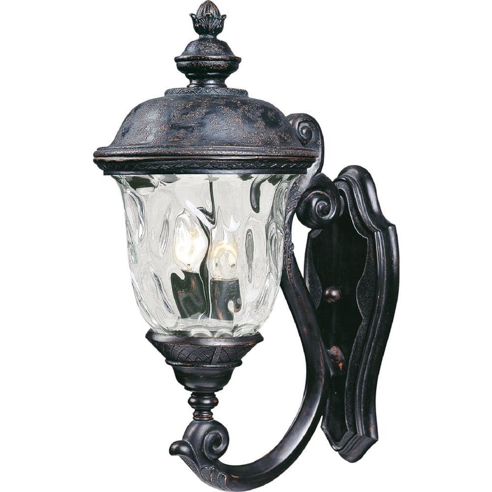 Oriental Bronze 2-Light Outdoor Wall Lantern with Water Glass