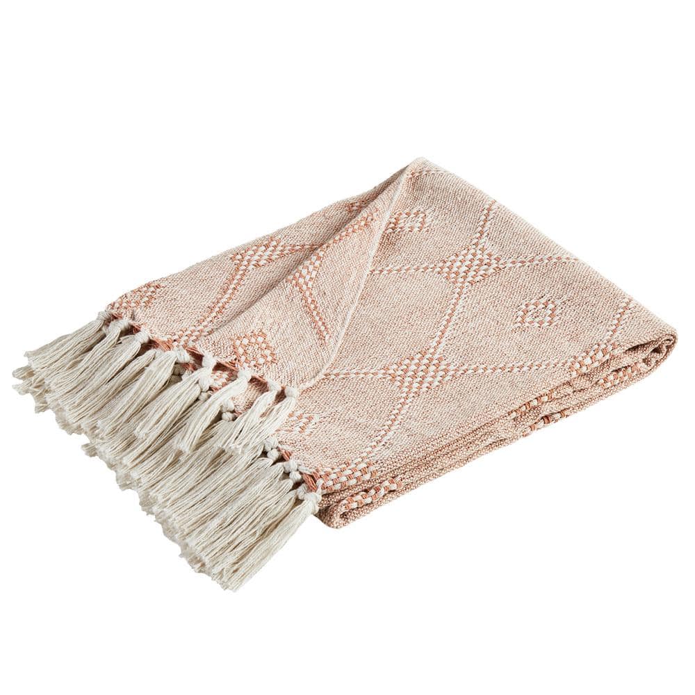 Cinnamon Cotton Reversible Throw Blanket, 50" x 60", 2-Pack