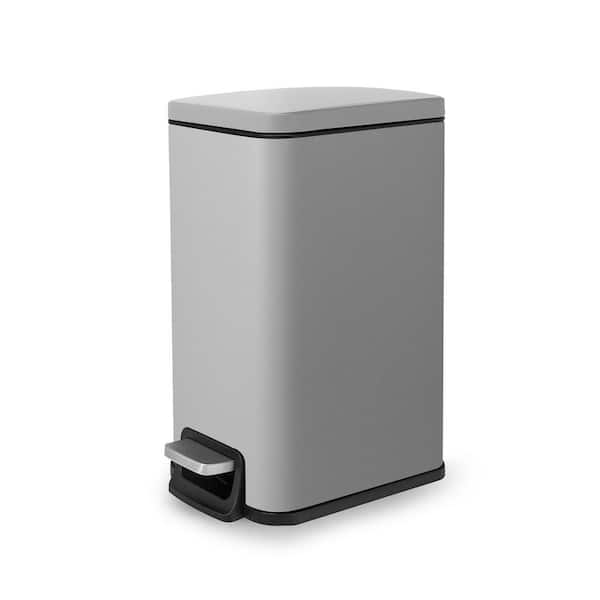 Moorefield Slim Rectangular 6 L/1.6 Gal. Pedal Trash Bin with Soft Close Lid in Matte Gray