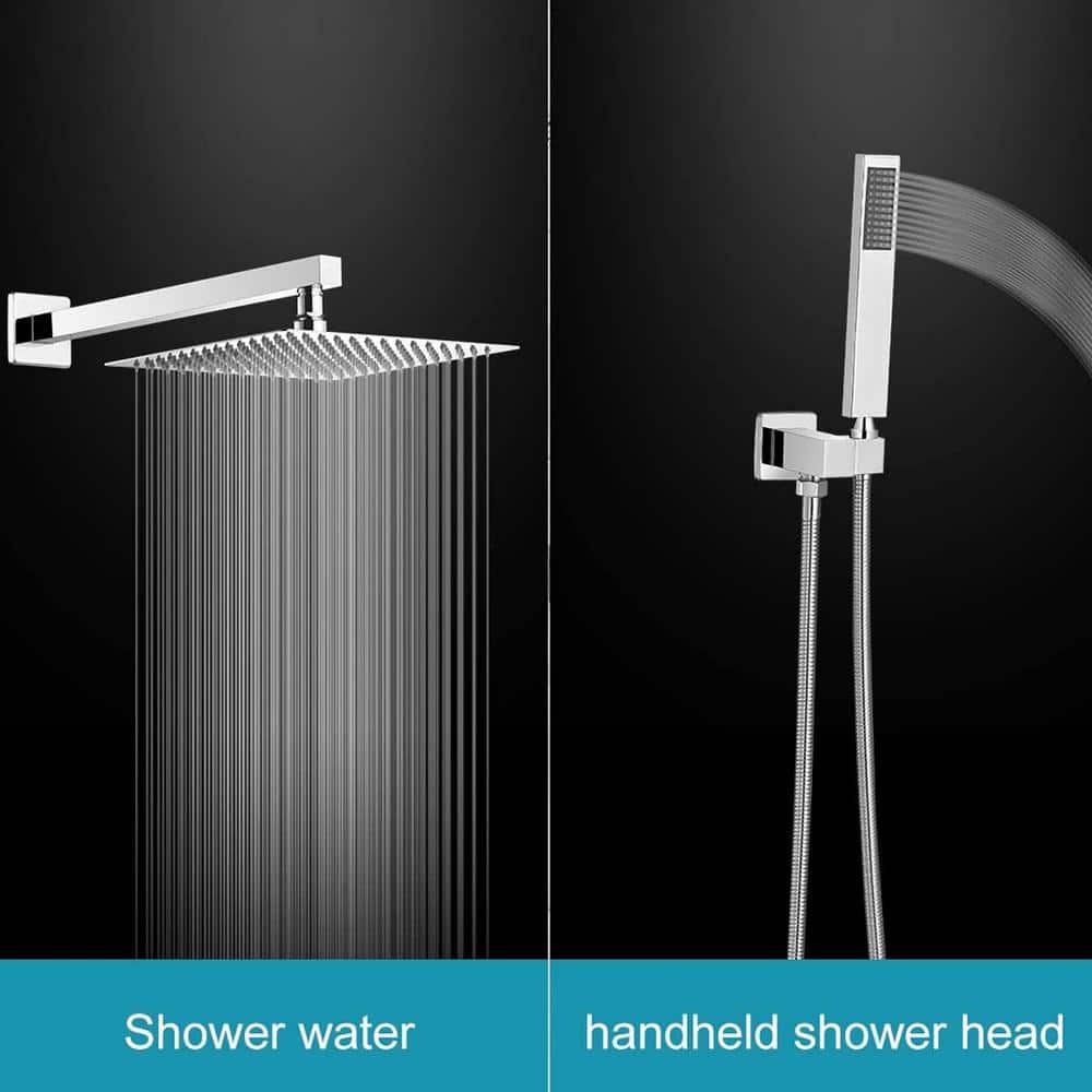 16-Inch Chrome Square Wall Mounted Rain Shower System