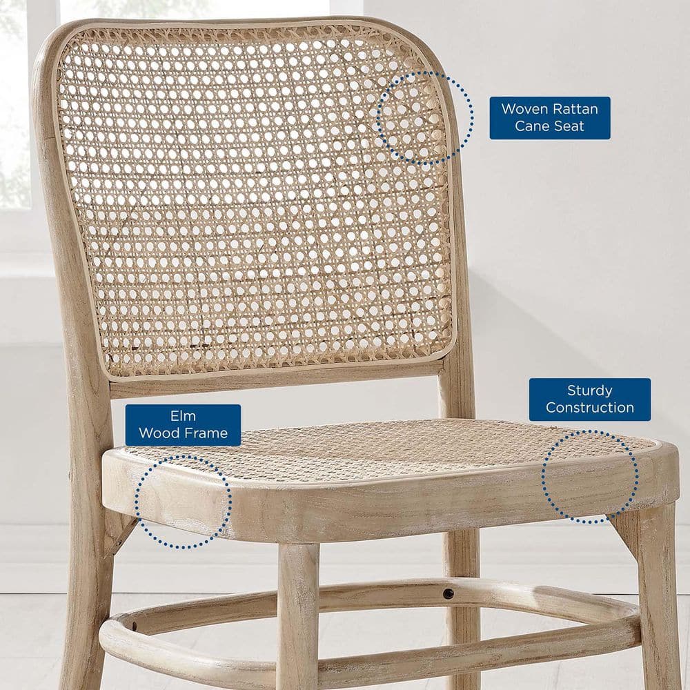 Winona Gray Elm Wood and Cane Side Chair