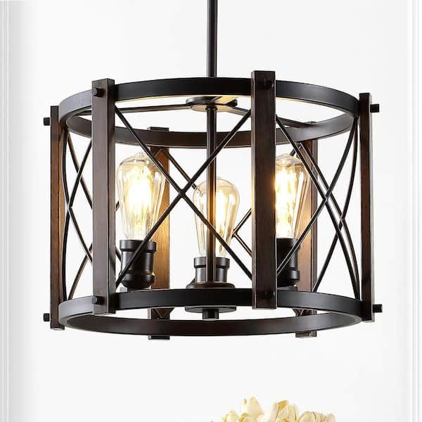 JONATHAN Y JYL7510A Bungalow 32 4-Light Iron/Seeded Glass Rustic