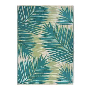 Hawaii Green 3 ft. x 5 ft. Tropical Floral Reversible Plastic Outdoor Area Rug