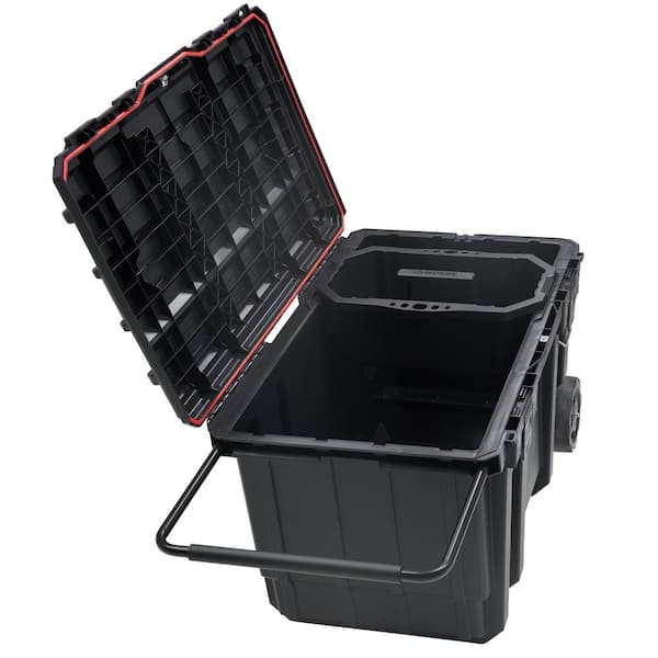 50 Gal Black Rolling Plastic Storage Tote with Pull Handle- Set of 2 - HART  Tools