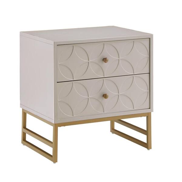 Linon Home Decor Winslett Glam White Wood 2 Drawer Night Stand with Gold  Hardware THD02940 - The Home Depot