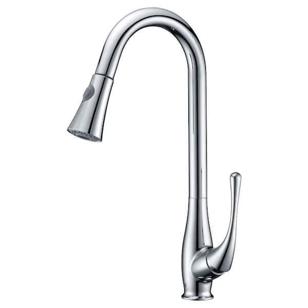 ANZZI Singer Series Single-Handle Pull-Down Sprayer Kitchen Faucet in Polished Chrome