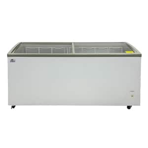 72 in. W 19.3 cu. ft. Manual-Defrost Commercial Chest Portable Sliding 2 Curved Glass Top Freezer in White