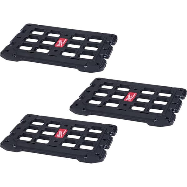 Milwaukee Packout 18 in. Black Resin Wall and Floor Mounting Plate for Storage (3Pack) 4822