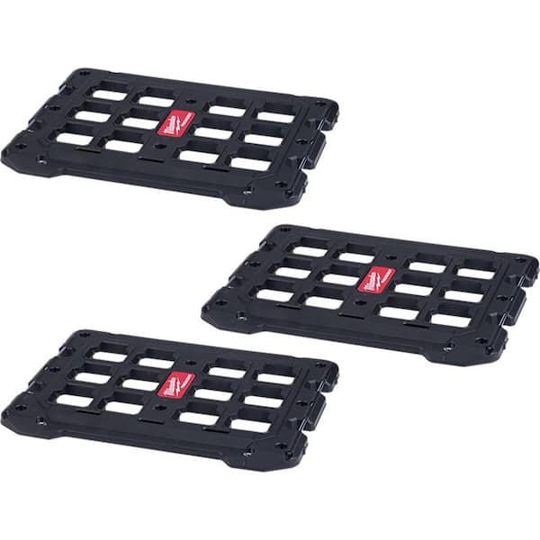 Milwaukee Packout 18 in. Black Resin Wall and Floor Mounting Plate for Storage (3-Pack)