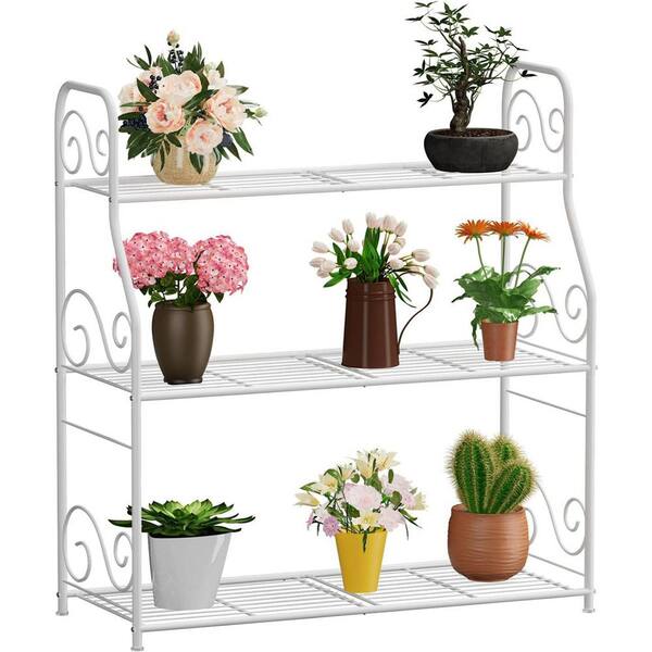 3 Tier Metal Plant Stand Flower Rack Pot Storage R... - Vicedeal