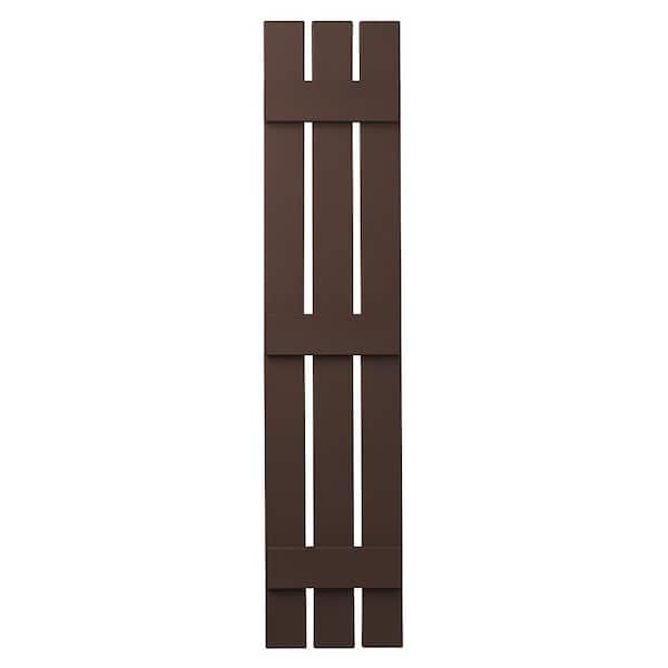 Ply Gem 12 in. x 59 in. Polypropylene 3-Board Open Board and Batten Shutters Pair in Terra Brown