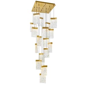 Lava 17-Light Integrated LED Brass Chandelier