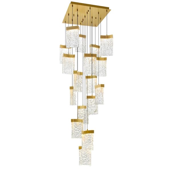 Lava 17-Light Integrated LED Brass Chandelier