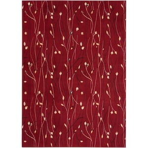 Grafix Red 7 ft. x 10 ft. Floral Contemporary Area Rug