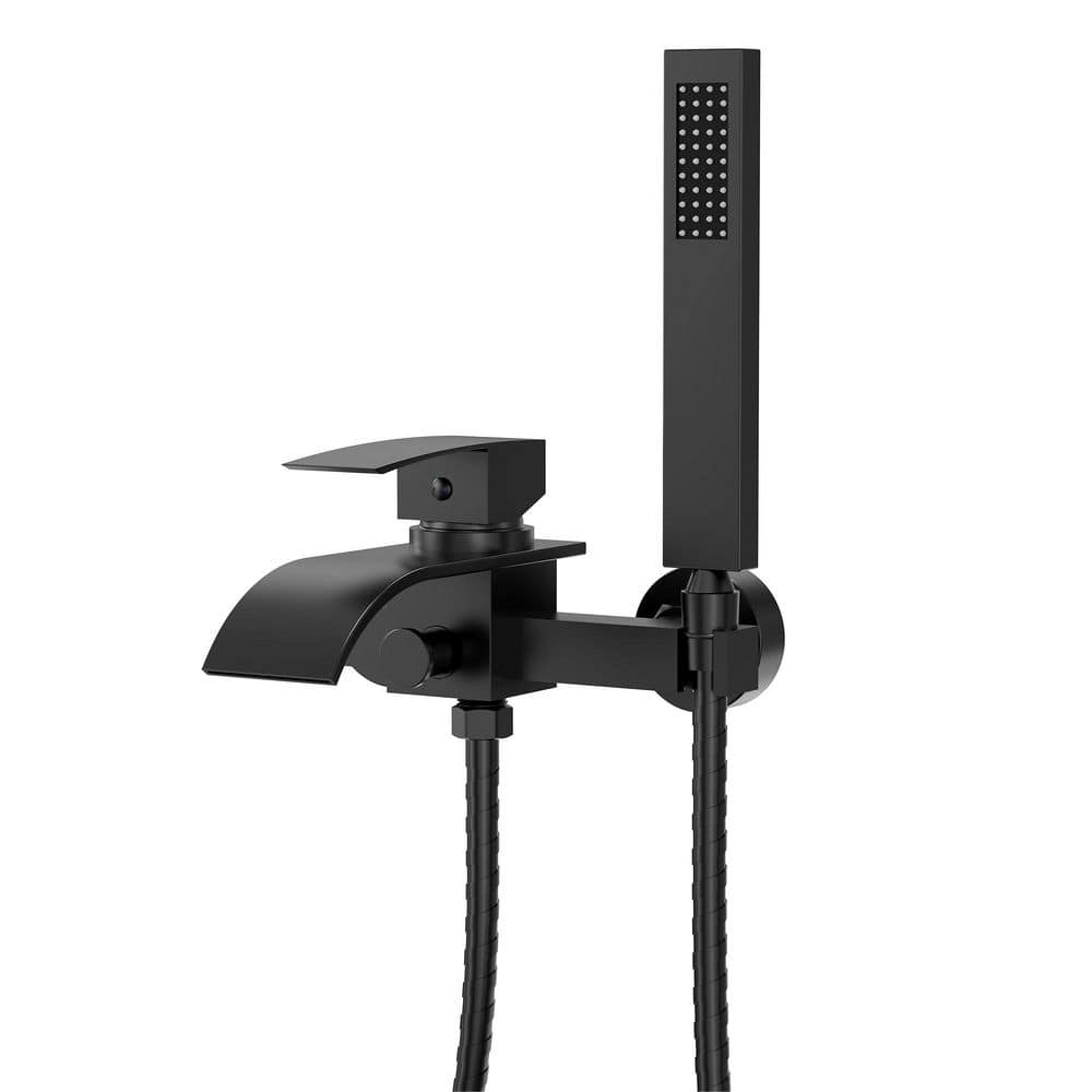 Waterfall Wall Mount 1-Handle 2-Spray Tub and Shower Faucet 3.6 GPM with High Flow in Matte Black Valve Included price history on PriceWatchPro
