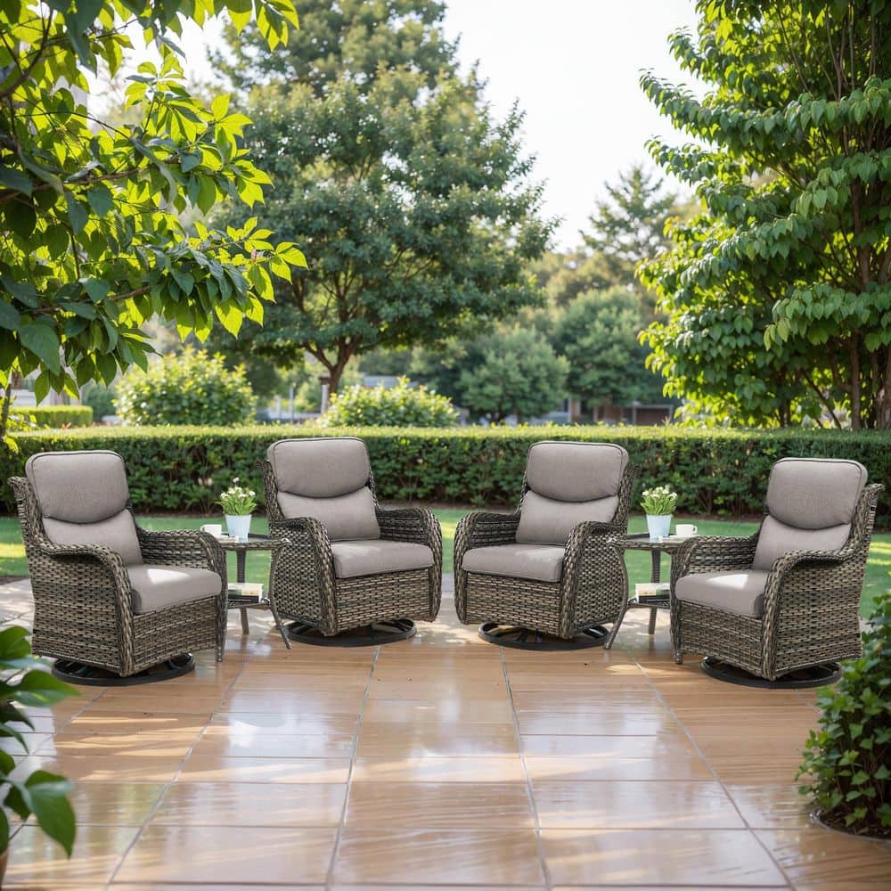 Carolina Outdoor 6-Piece Wicker Patio Conversation Set with 2-Side Tables, with Gray Cushions price history on PriceWatchPro