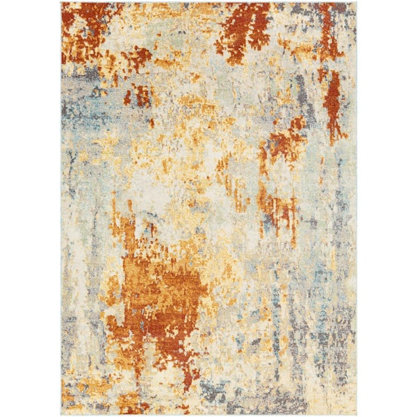 Florian Burnt Orange 6 ft. 11 in. x 9 ft. Abstract Indoor/Outdoor Patio Area Rug