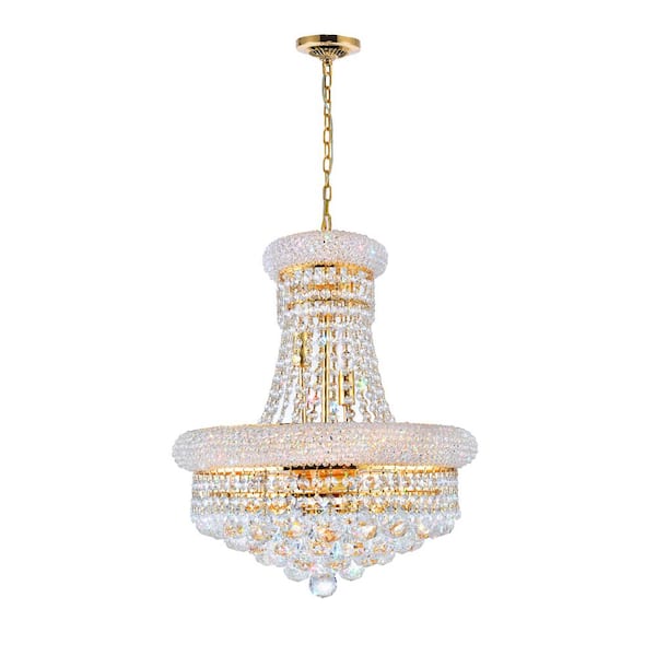 Empire 8 Light Down Chandelier With Gold Finish