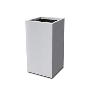 28 in. Tall Rectangular Pure White Concrete Metal Indoor Outdoor Planter Pots with Drainage Hole