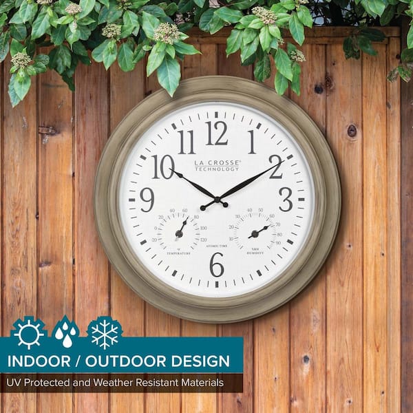 La Crosse Technology 18 in. Indoor/Outdoor Tan Atomic Analog Wall