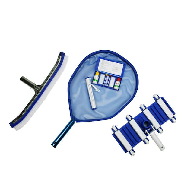 Swimming Pool Cleaning Kit Leaf Skimmer Wall Brush Vacuum Head Jet Manual Tools 