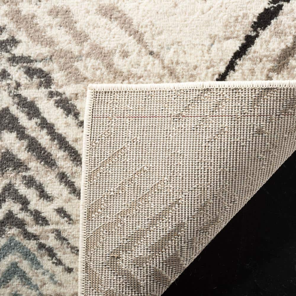 Geometric Tribal Cream & Beige Synthetic Area Rug, 3' x 5'