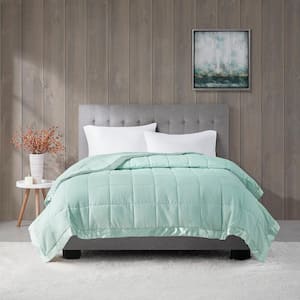 90 in. W x 108 in. H Seafoam Oversized Throw Blanket with Satin Trim, Soft and Cozy