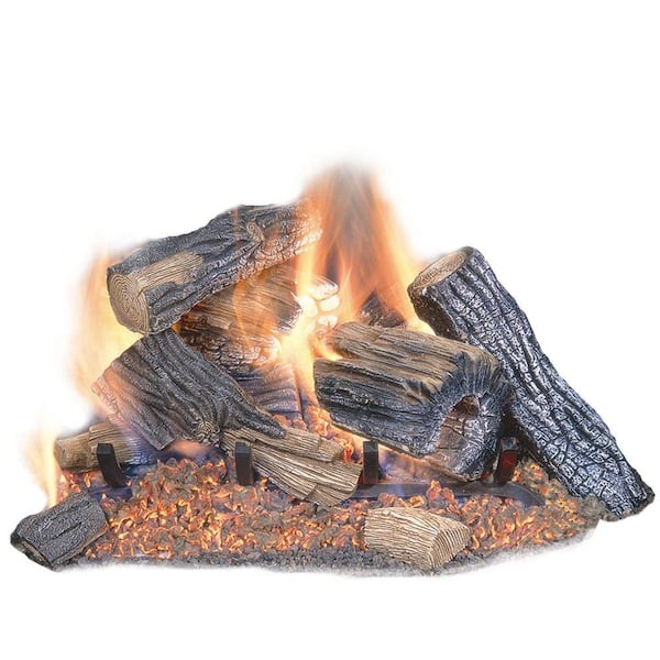 Emberglow Burnt River Oak 18 in. Vented Dual Burner Natural Gas Fireplace Logs