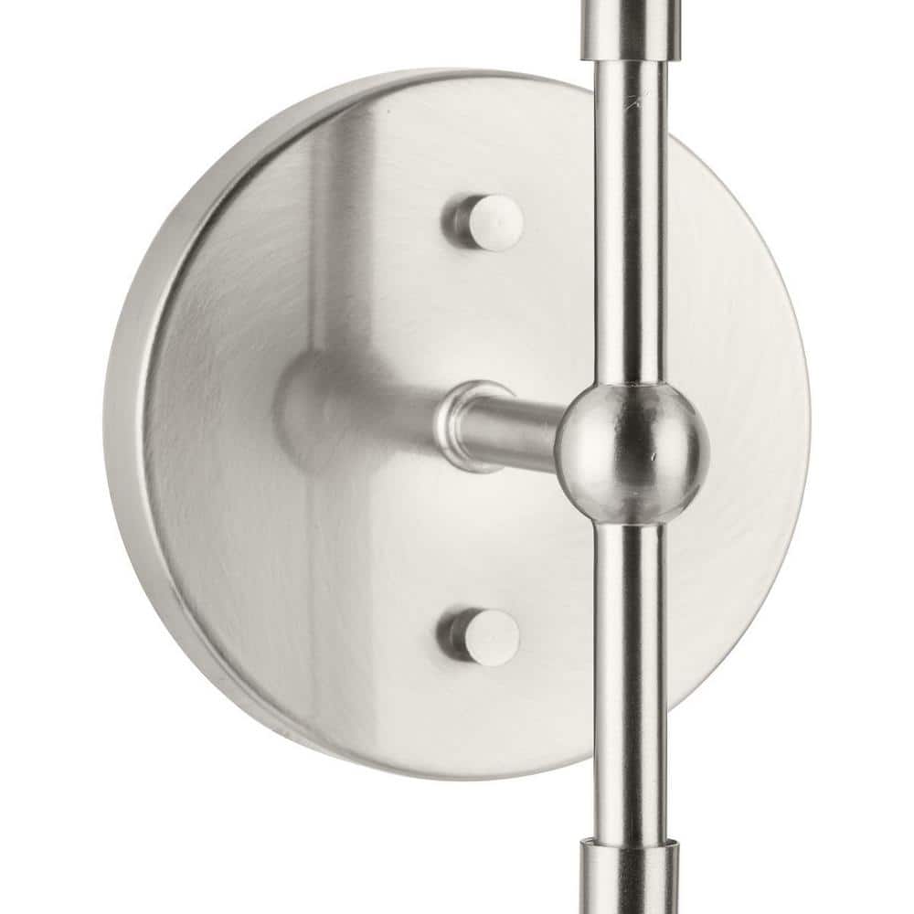 Atwell Brushed Nickel 2-Light Wall Sconce with Clear Glass Shades