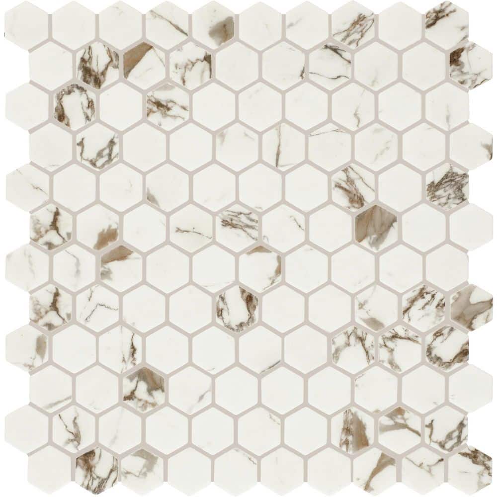 Uptown Glass Posh Sparkler 11 in. x 12 in. Matte Glass Hexagon Mosaic Floor and Wall Tile (16.92 sq. ft./case) price history on PriceWatchPro
