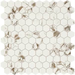 Uptown Glass Posh Sparkler 11 in. x 12 in. Matte Glass Hexagon Mosaic Floor and Wall Tile (16.92 sq. ft./case)