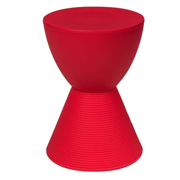 Leisuremod Boyd 11.75 in. W Red Modern Round Plastic Accent Contemporary Lightweight Side End Table
