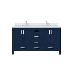 Jacques 60 in. W x 22 in. D Navy Blue Bath Vanity, Cultured Marble Top, and Faucet Set