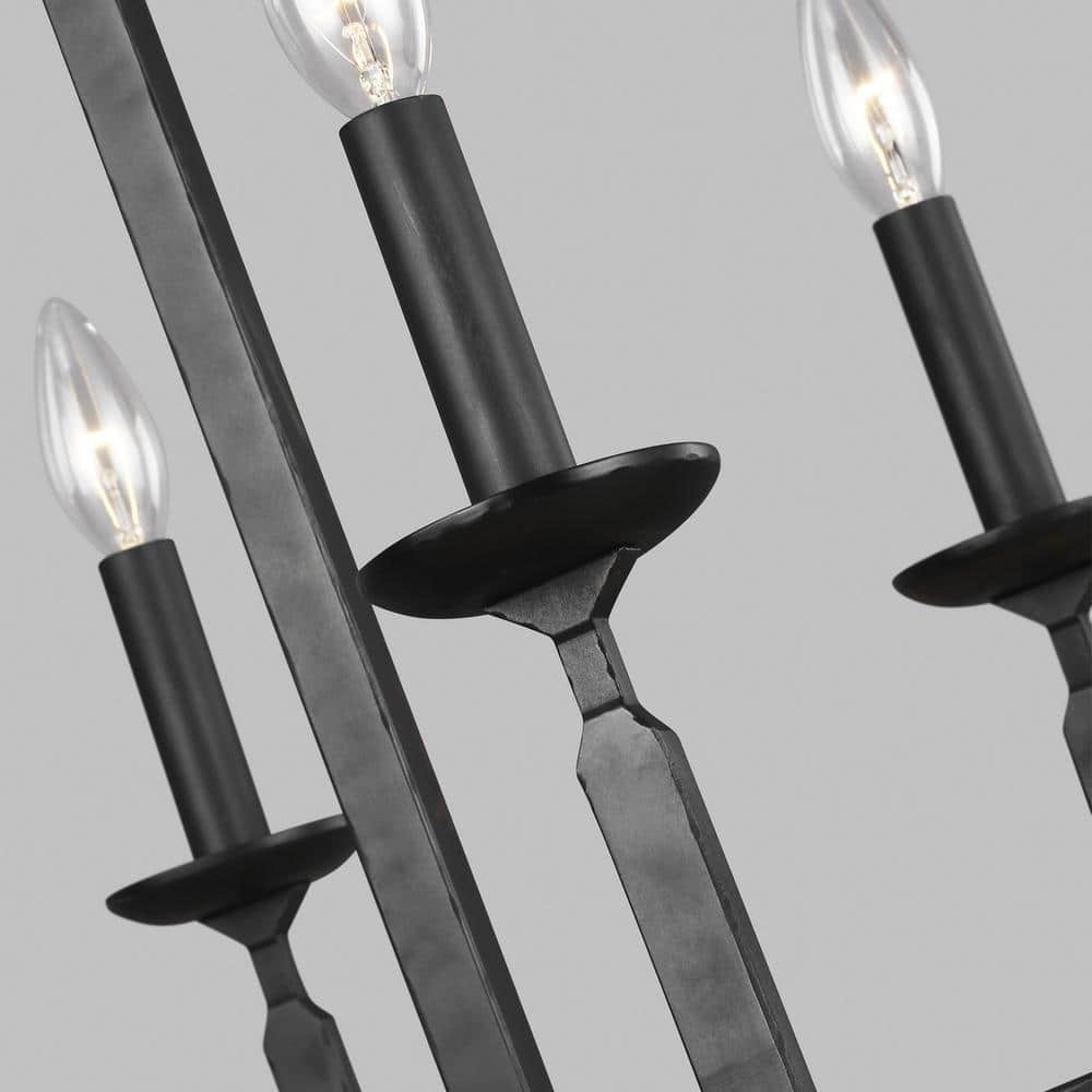 Aged Iron and Crystal 8-Light Candelabra Chandelier