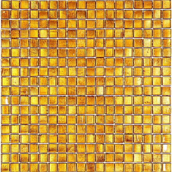 Apollo Tile Skosh 4" x 6" Glossy Goldenrod Brown Glass Mosaic Uniform square Wall and Floor Sample Tile 0.13 sq. ft./Piece (1-Pack)