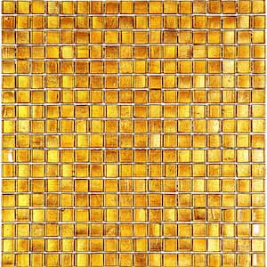 Skosh Glossy Goldenrod Brown 11.6 in. x 11.6 in. Glass Mosaic Wall and Floor Tile (18.69 sq. ft./case) (20-pack)
