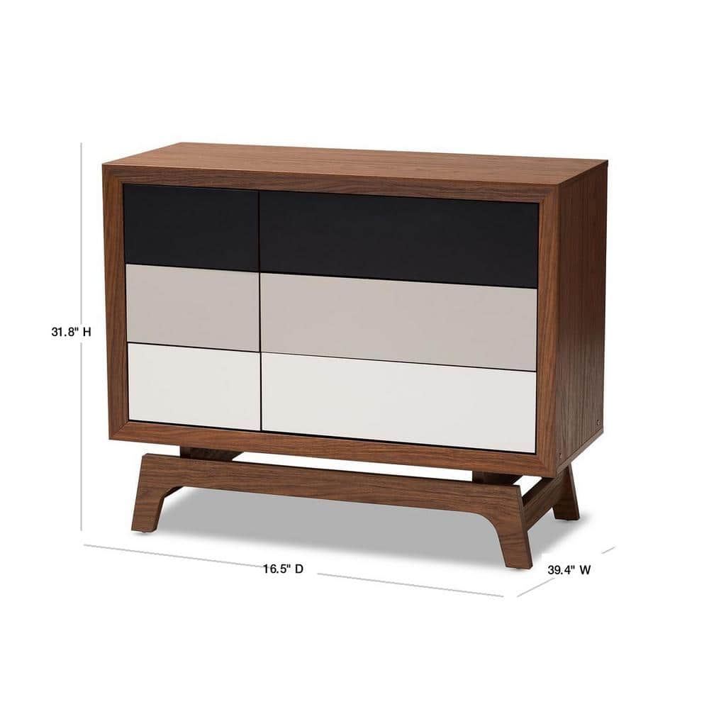 Svante Mid-Century Walnut Finish 6-Drawer Chest with Gray Gradient