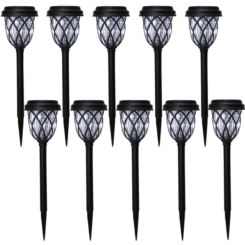 Hampton Bay Solar No Voltage 6 Lumens Black Integrated LED Path Light with  Textured Glass Lens (10-Pack); Weather/Rust Resistant-62010 - The Home Depot