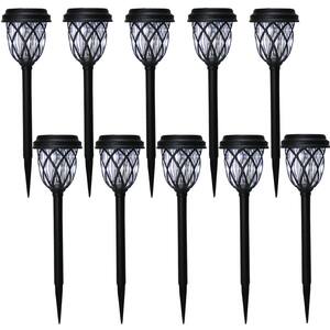 Solar 6 Lumens Black Integrated LED Path Light with Textured Glass Lens (10-Pack); Weather/Rust Resistant