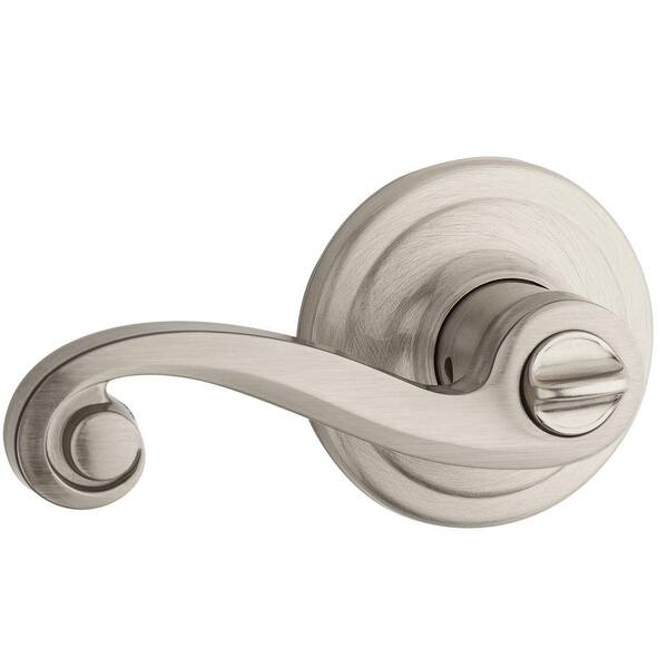 Lido Satin Nickel Exterior Entry Door Lever featuring SmartKey Security