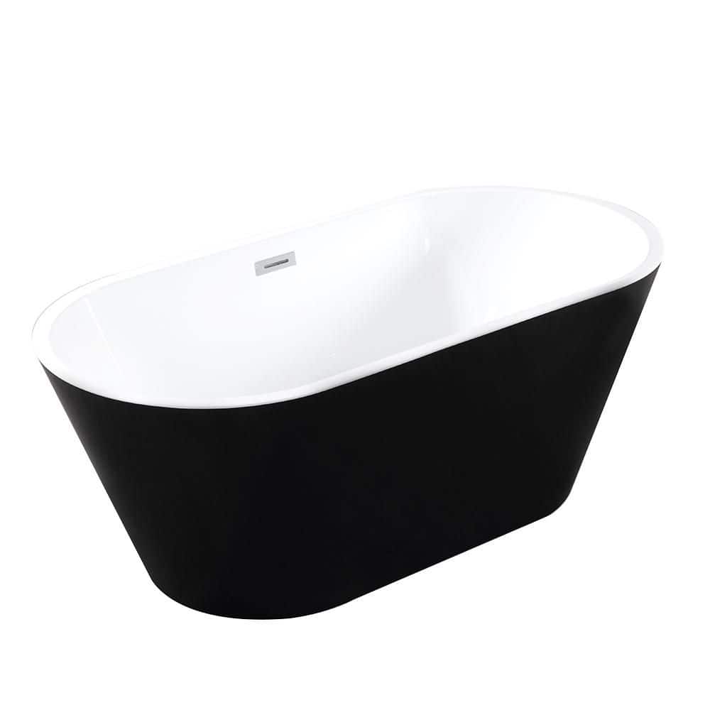 58.7 in. x 29.5 in. Soaking Bathtub with Center Drain in Black White price history on PriceWatchPro
