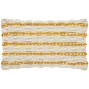 Lifestyles Yellow Striped 20 in. x 12 in. Rectangle Throw Pillow