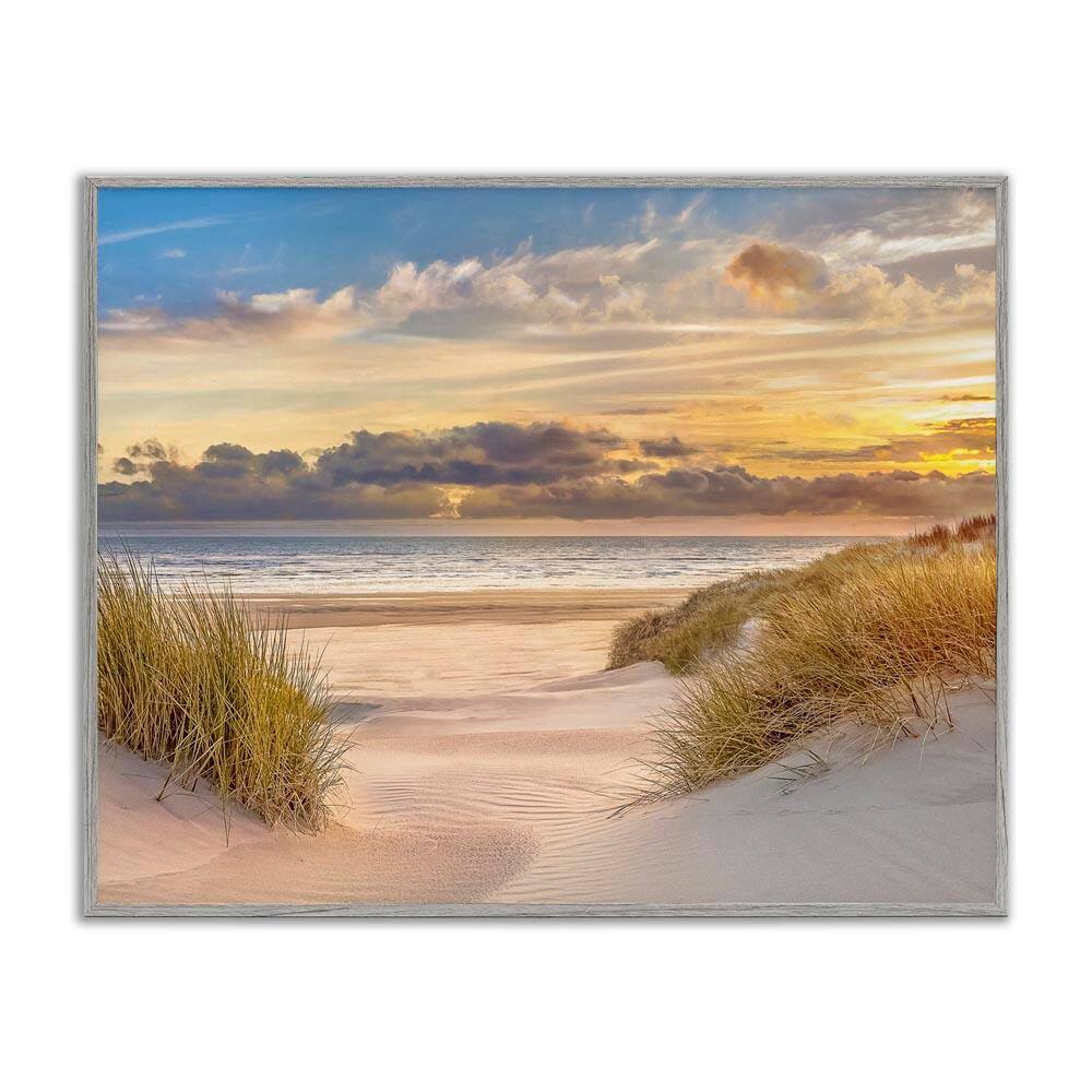Serene Beach Between Dunes by Mike Calascibetta Gray Framed Nature Giclee Art Print 11 in. x 14 in. price history on PriceWatchPro