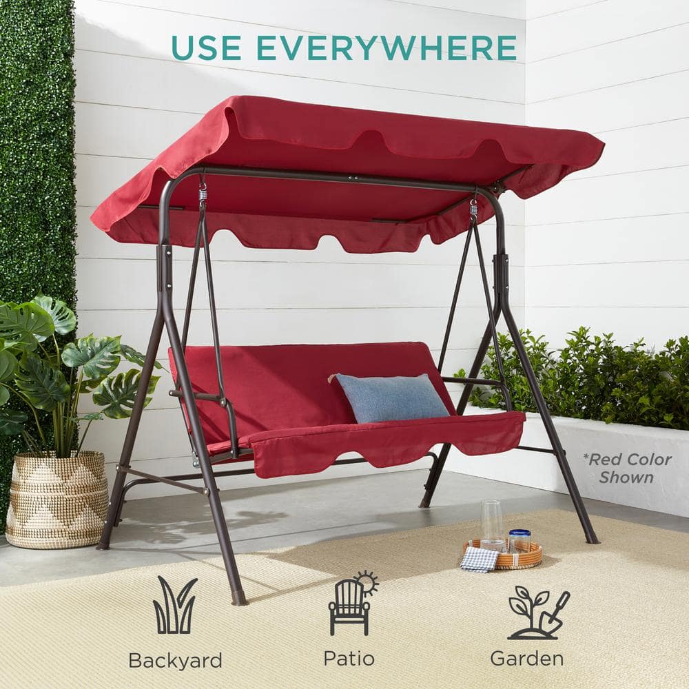 Convertible 2-Person Canopy Swing Glider - Gray Polyester