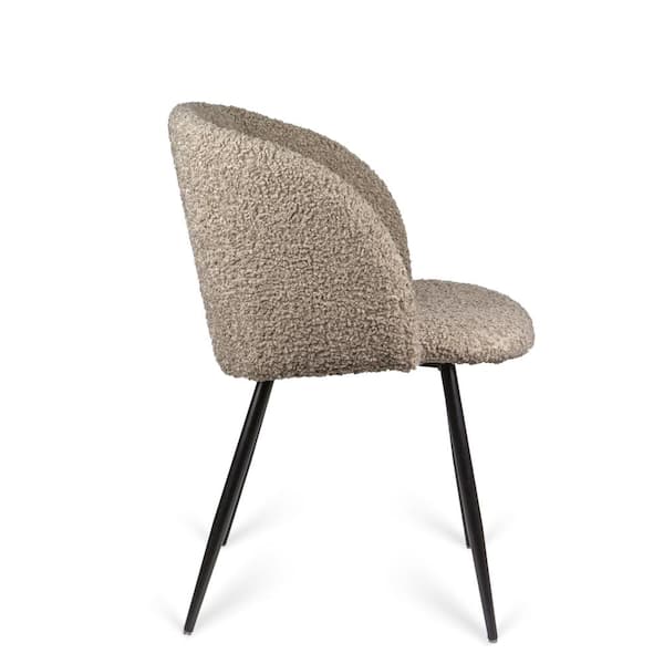 Unbranded Light Brown Polyester Armchair Adjust Leg Upholstered Teddy Faux Fur Dining Armrest Chair Set of 2