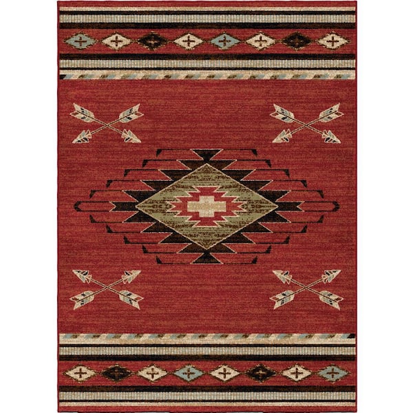 American Destination Arrowhead Red 8 ft. x 10 ft. Southwest Area Rug