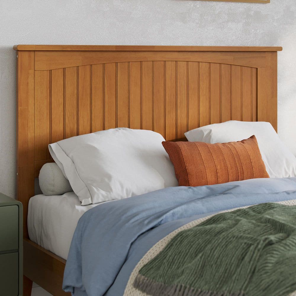 Naples Full Light Toffee Wood Platform Bed with Headboard and Slats